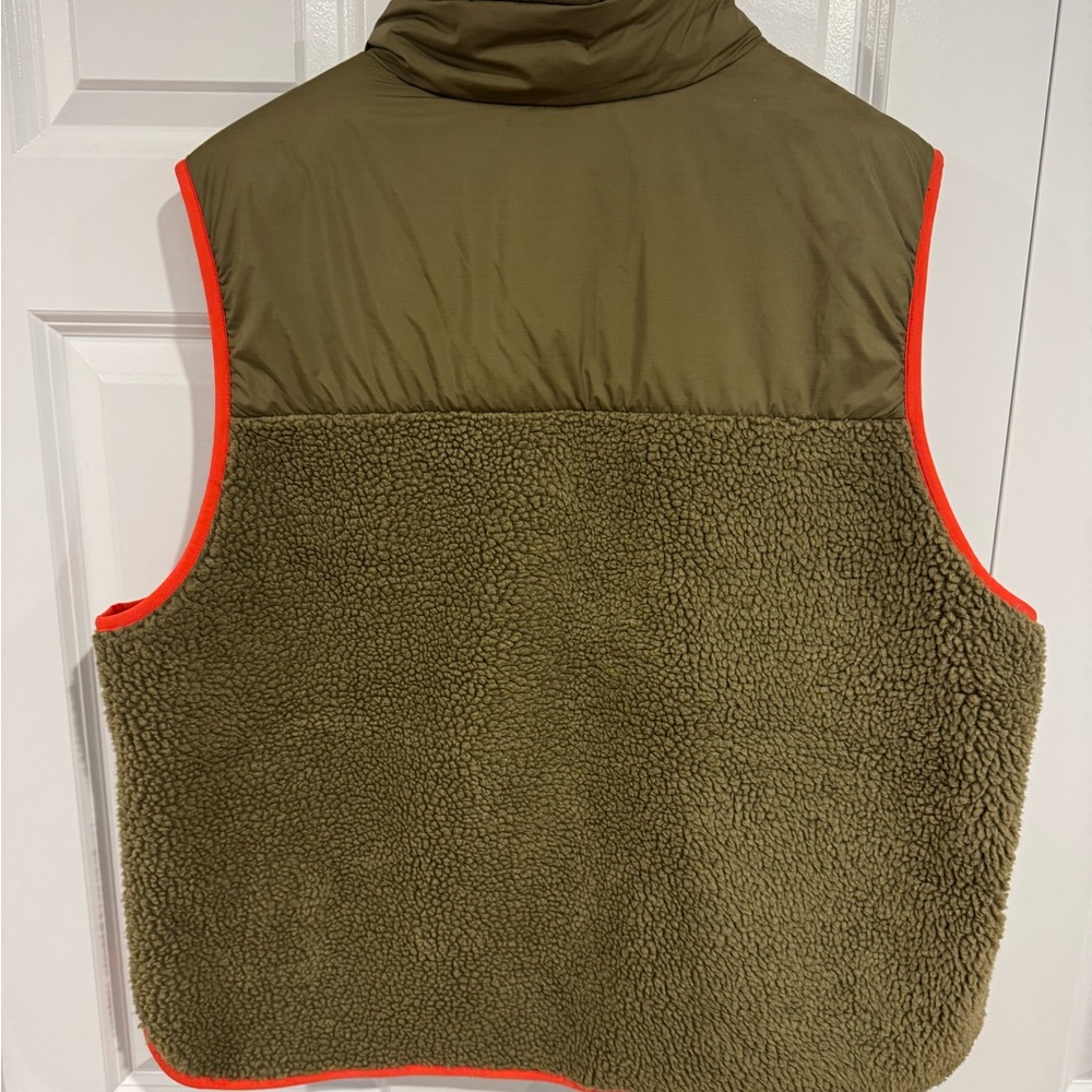 Boden Women's Olive Green fleece vest with orange trim - Picture 2 of 4